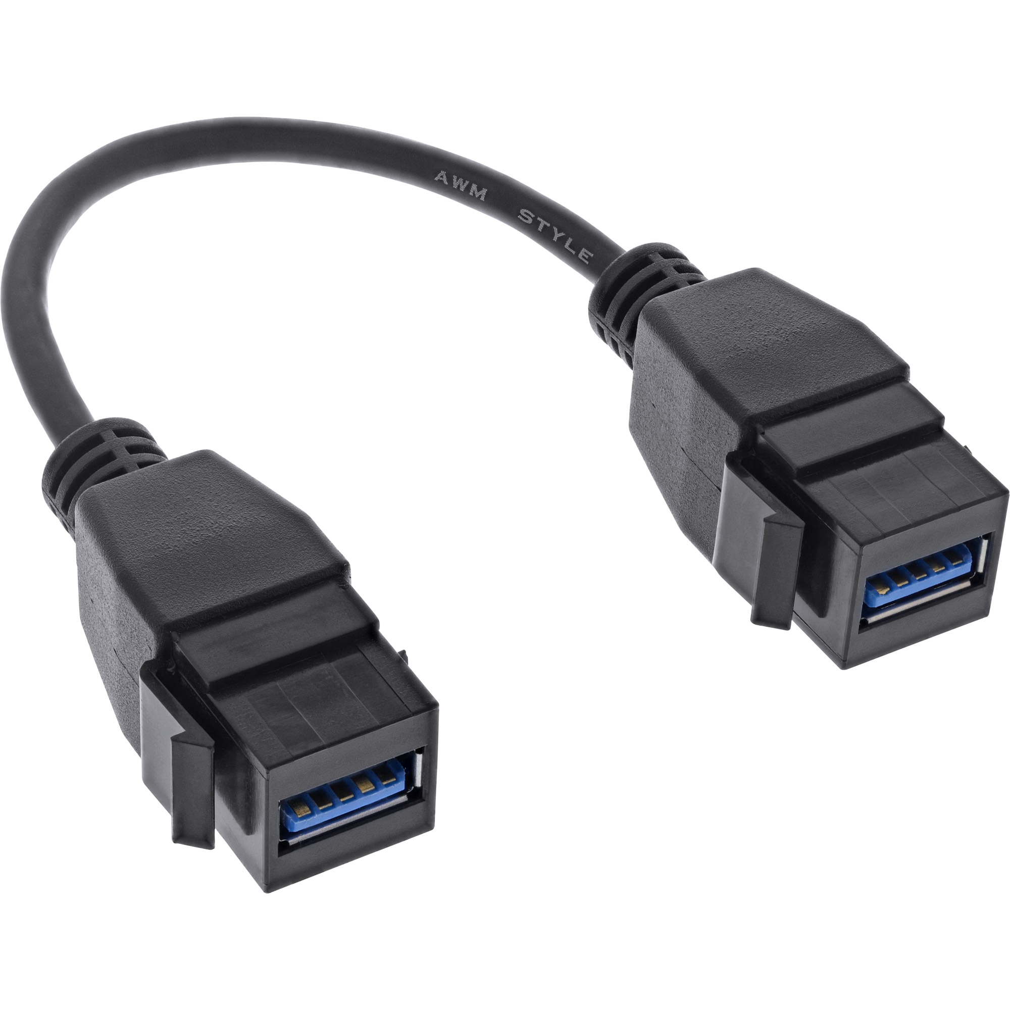 InLine® USB 3.2 Gen1 2x Keystone Adapterkabel, 2x USB A Keystone Buchse,  0,2m, Snap-In Modulsystem, Installation / Reinigung, Produkte