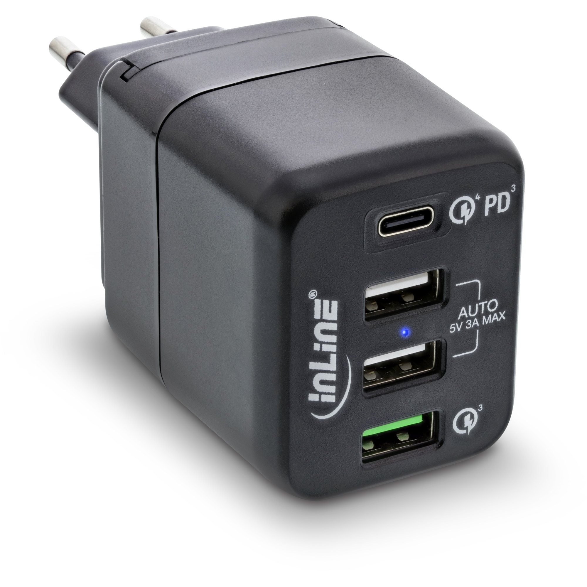 InLine® USB Netzteil, 4-port Ladegerät, USB-C PD+QC4 / QC3, 45W