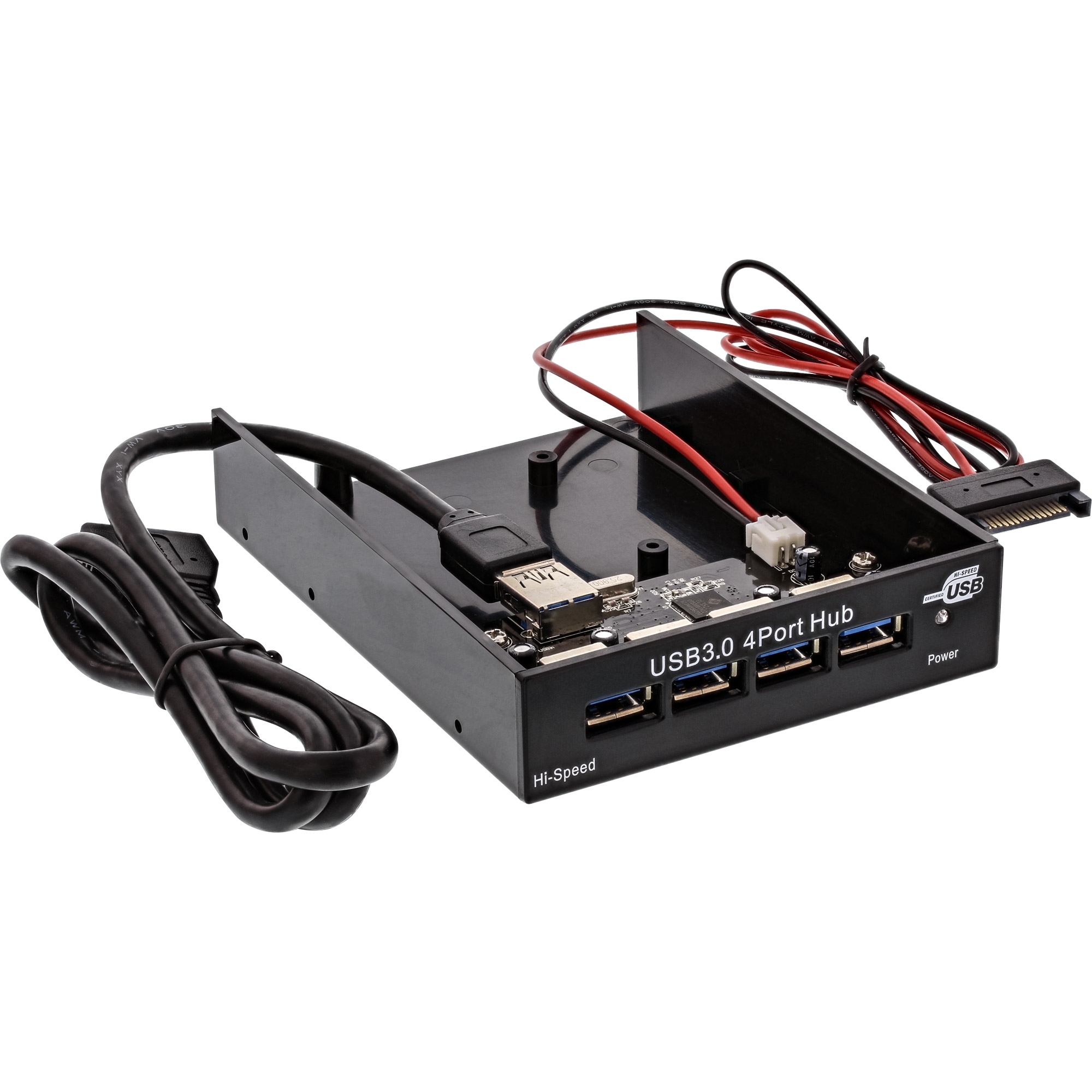 InLine® 4 Port USB 3.0 Front Panel Hub for 3.5 Floppy Slot black, Hubs, Input / Output, Products