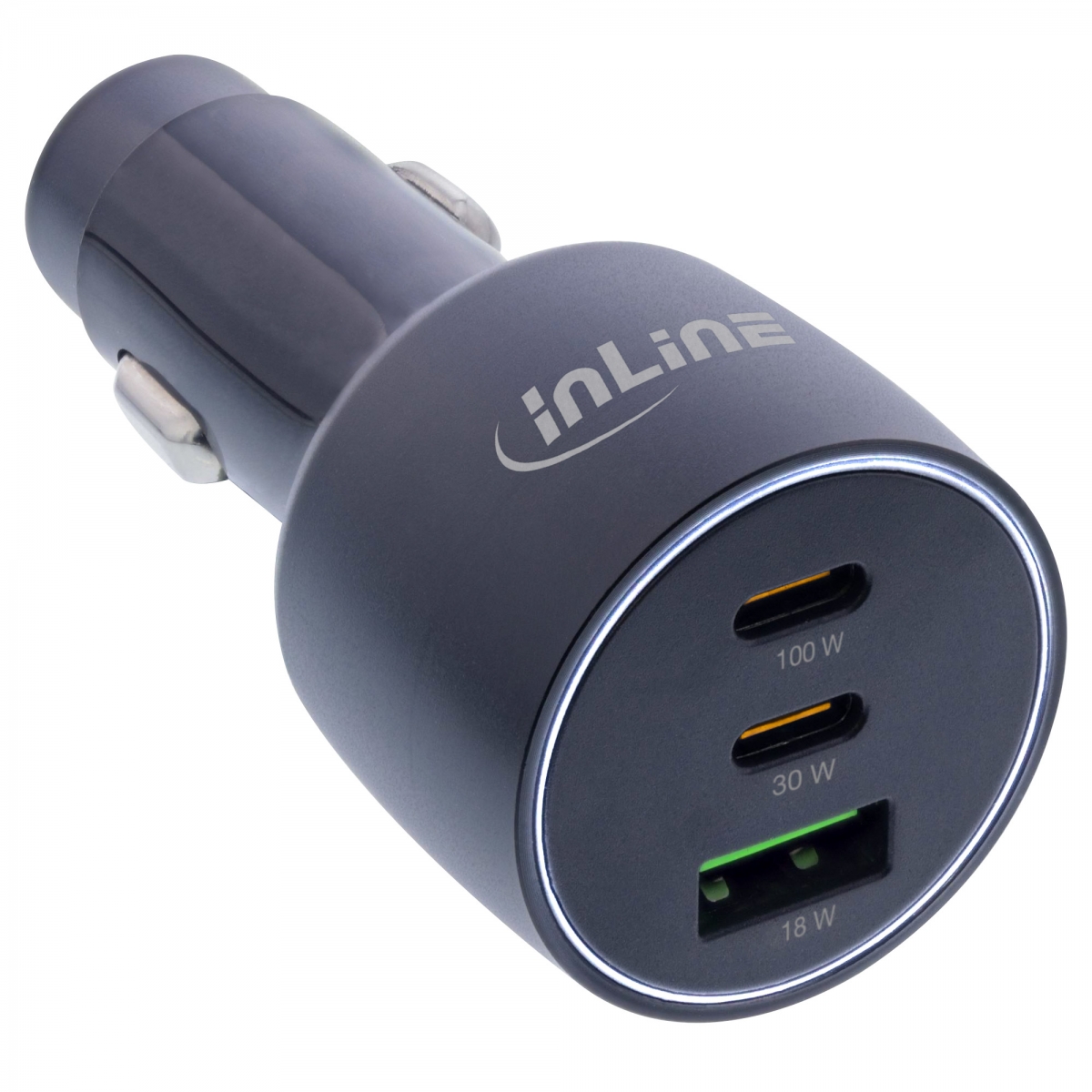 InLine® USB KFZ Stromadapter Power Delivery, 2x USB-C + QC USB-A